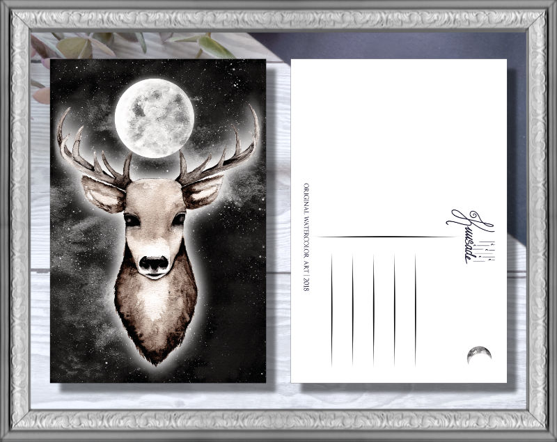Deer Moon Postcard