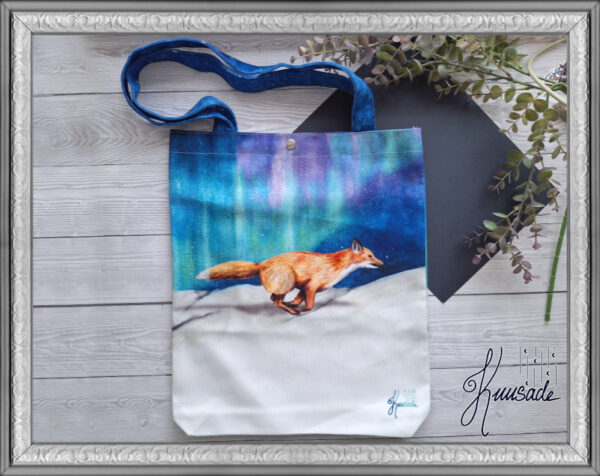Canvas Totebag Northern Lights Fox