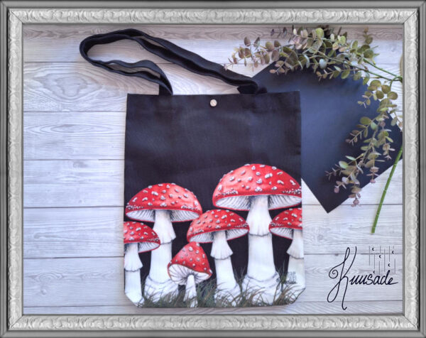Canvas Totebag Amanita Mushroom Black
