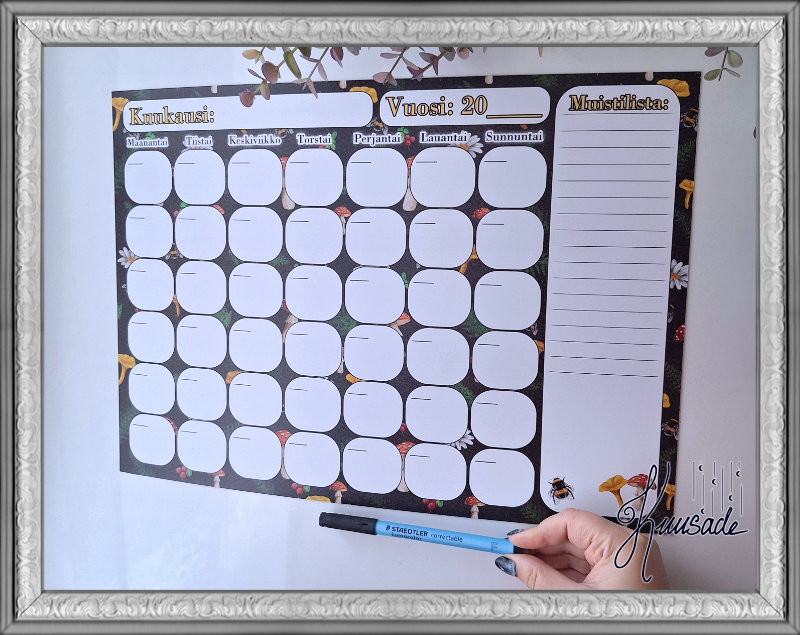 Kuukausikalenteri, Pyyhittävän magneettitaulu - Sienimetsä - Image 2